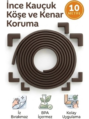 Miningaa 10 Metre + 10 Adet Köşe Koruyuculu Esnek ve Yumuşak Kauçuk Kenar Koruyucu Köşe Koruyucu Çocuk Bebek Güvenlik Seti