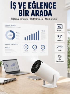 Renas Store HDMI ve USB Girişli Uzun Ömürlü Ampullü Projeksiyon - Lisinya