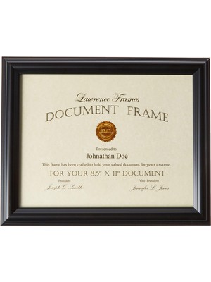 Kazan Hobi Lawrence Frames 185081 Siyah Belge Resim Çerçevesi, 8,5 x 11-Inç