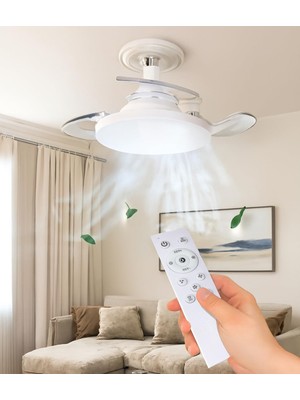 Kazan Hobi Coverzone LED Vantilatör Işıklı Tavan Fanı - 35W, 3000K-5500K Renk Sıcaklık Ayarı, Uzaktan Kumanda, Zamanlayıcı, Lamba Çapı 25CM, Modern Tasarım, Iç Mekan Kullanımı Için