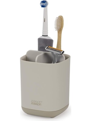 Kazan Hobi Joseph Joseph Easy-Store - Diş Fırçası Tutucu, Caddy Banyo Muhafazası, Kompakt Mat Yüzey, Bej, Orta Boy