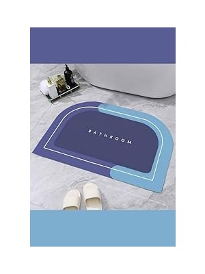 Kazan Hobi Modern Tasarım Banyo Paspası, Süper Emici, Kaymaz Taban, Mavi ve Lacivert,hızlı Kuruyan,kolay Temizlenen Zemin Paspası (60X40CM)