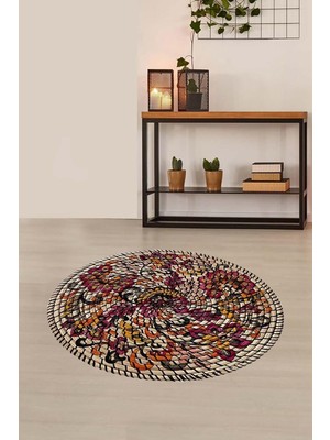 Kazan Hobi Pelangi Jüt Hasır Kilim Görünümlü Dijital Baskılı Kaymaz Taban Yıkanabilir Modern Salon Halısı ve Yolluk, Karışık Renkli 80 x 150