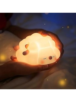 Kazan Hobi Silikon Koyun Gece Lambası, Yatak Odası Için, 3 Seviyeli Kısılabilir Parlaklı, Yumuşak Işıltılı Başucu Lambası, Emzirme, Küçük Çocuklar, Bebekler, Çocuk Odaları, Doğum Günü, Şarjlı Lamba