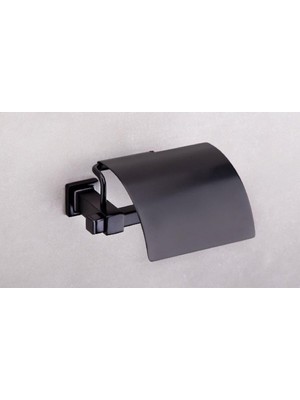 Kazan Hobi System Q-Lıne Kapaklı Tuvalet Kağıtlığı Siyah Renk 87X118X158 mm