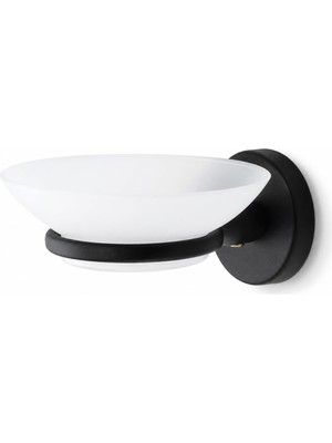 Kazan Hobi Alper Banyo Sabunluk Siyah, Duvar Tipi, Metal, Yapışkanlı ve Vidalı Montaj, 35 mm Oval Bantlı Banyo Aksesuarı