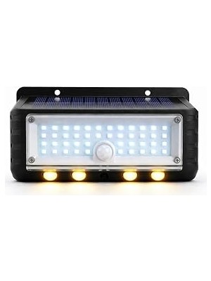 Kazan Hobi Panter Solar Hareket Sensörlü LED Duvar Lambası 3W 44 Smd Beyaz + 4 Gün Işığı Led, 300 Lümen, IP65 Su Geçirmez, 3 Modlu Güneş Enerjili Aplik, Balkon ve Bahçe Aydınlatması