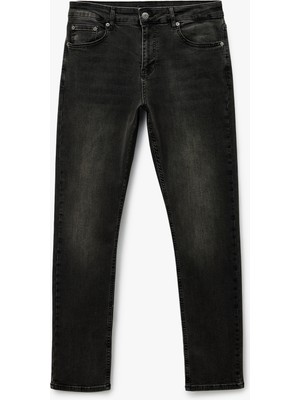 Koton Normal Bel Cepli Slim Fit Dar Paça Pamuklu Denim Pantolon - Slim Fit Jeans