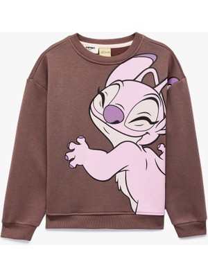 Koton Lisanslı Şardonlu Uzun Kollu Bisiklet Yaka Stitch Baskılı Oversize Sweatshirt