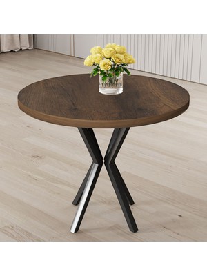 Canisa Agnes Serisi 90 x 90 Yuvarlak Barok Ahşap Desen Masa