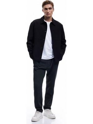Koton Pileli Dokulu Cepli Slim Fit Pantolon