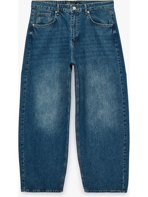 Koton Rahat Kalıp Normal Bel Beş Cepli Pamuklu Barrel Denim Pantolon - Barrel Jeans