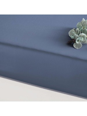 Kazan Hobi Linens Mix&match Pamuk Saten Çift Kişilik Lastikli Çarşaf Indigo