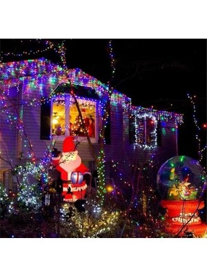 10 Metre Fişli Rgb LED Işık Noel Yılbaşı Ağacı Işığı LED Ampül Çam Ağacı Balkon Merdiven Salon Yada Oda Süslemelerinde Kullanıma Uygun 220V Prizden Enerjisini Alır