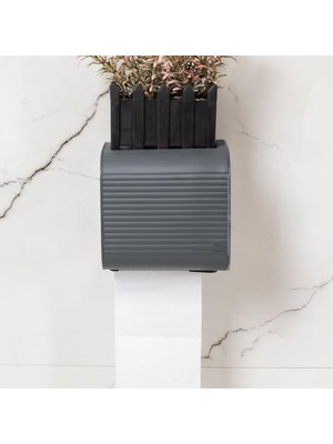 Yapışkanlı Banyo Tuvalet Kağıtlığı Wc Peçetelik Kağıtlık Tutucu Tuvalet Kağıt Organizeri (Antrasit)