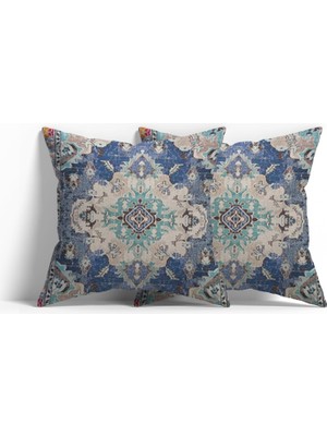 Kazan Hobi Çift Taraflı Desenli Boho Dekor Kırlent Kılıfları, Retro Çiçekli Mandala Hippi Odası Retro Dekor Kırlent Kılıfları, Kanepe Kılıfları Için Yastıklar 18X18 Inç 2'li Set (Bohemya-10)