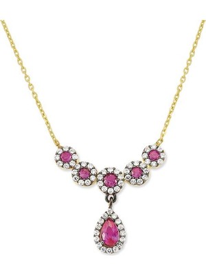 Harem Altın 14 Ayar Altın Pembe Taşlı Kolye KLY334