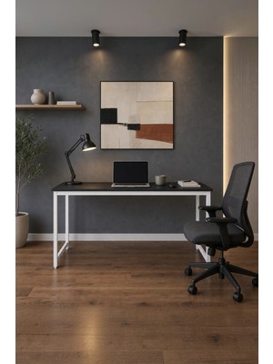 Wadlex Siyah Beyaz Çalışma Masası Minimal Bilgisayar Masası Ofis ve Ev Için Modern Masa