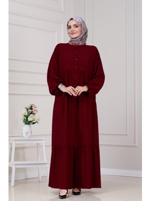 Sevitli Robalı Azra Elbise-Bordo