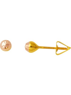 Harem Altın 4 mm 14 Ayar Altın Vidalı Top Küpe KP101