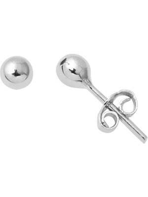 Harem Altın 4 mm 14 Ayar Altın Beyaz Top Küpe KP098