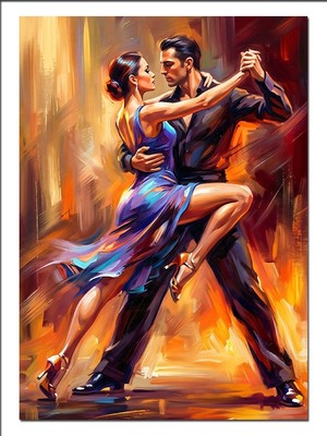 Artmeg Ateşli Tango Yapan Tutkulu Çift Dekoratif Kanvas - Mdf Ahşap Tablo