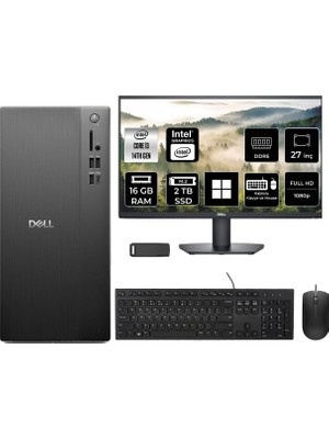 Dell Tower Essential QVT1260 Intel Core I3 14100 16GB Ram 2tb SSD 27" Fhd WIN11 Pro BTO001_QVT1260P943 Masaüstü Bilgisayar + Per4 USB Bellek