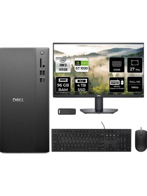 Dell Tower Essential QVT1260 Intel Core I3 14100 Gt 1030 4gb 96GB Ram 4tb SSD 27" Fhd Freedos BTO001_QVT1260P1040 Masaüstü Bilgisayar + Per4 USB Bellek