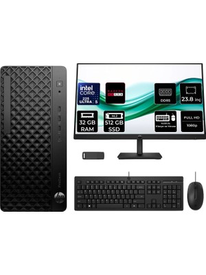 Hp Prodesk 4 Tower G1I Intel Core Ultra 5 225 Rx 550 4gb 32GB Ram 512GB SSD 23.8" Fhd Freedos D36TQETP665 Masaüstü Bilgisayar + Per4 USB Bellek