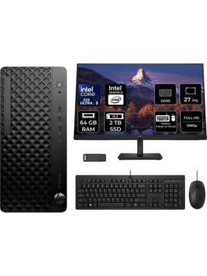 Hp Prodesk 4 Tower G1I Intel Core Ultra 5 225 64GB Ram 2tb SSD 27" Fhd Freedos D36TQETP915 Masaüstü Bilgisayar + Per4 USB Bellek