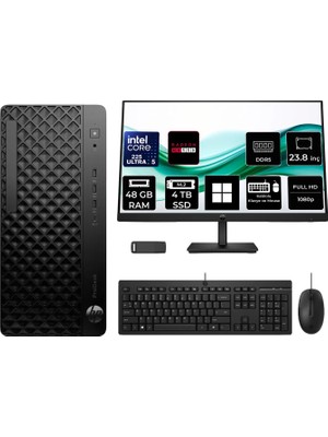 Hp Prodesk 4 Tower G1I Intel Core Ultra 5 225 Rx 550 4gb 48GB Ram 4tb SSD 23.8" Fhd WIN11 Pro D36TQETP712 Masaüstü Bilgisayar + Per4 USB Bellek