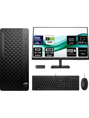 Hp Prodesk 4 Tower G1I Intel Core Ultra 5 225 Rtx 5050 8gb 16GB Ram 512GB SSD 23.8" Fhd Freedos D36TQETP841 Masaüstü Bilgisayar + Per4 USB Bellek