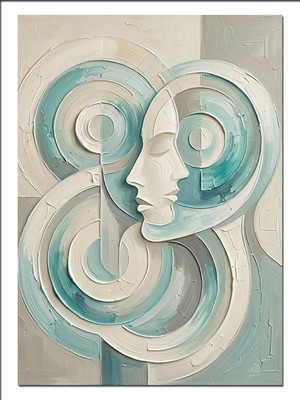 Artmeg Spiral Yüzlü Minimalist Modern Sanat Dekoratif Kanvas - Mdf Ahşap Tablo