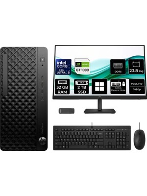 Hp Prodesk 4 Tower G1I Intel Core Ultra 5 225 Gt 1030 4gb 32GB Ram 2tb SSD 23.8" Fhd WIN11 Pro D36TQETP767 Masaüstü Bilgisayar + Per4 USB Bellek