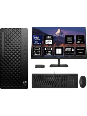 Hp Prodesk 4 Tower G1I Intel Core Ultra 5 225 32GB Ram 1tb SSD 27" Fhd WIN11 Home D36TQETP926 Masaüstü Bilgisayar + Per4 USB Bellek