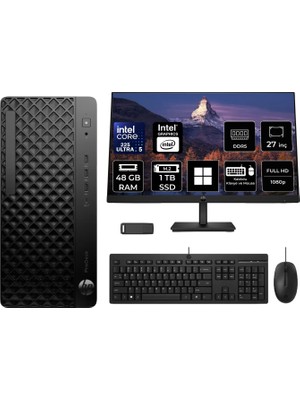 Hp Prodesk 4 Tower G1I Intel Core Ultra 5 225 48GB Ram 1tb SSD 27" Fhd WIN11 Home D36TQETP930 Masaüstü Bilgisayar + Per4 USB Bellek