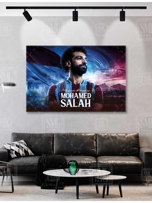 SML Tablo Mohamed Salah Bordo Mavi 61 Muhammed Salah Bize Her Yer Trabzon Mısır Kralı Yatay Kanvas Tablo