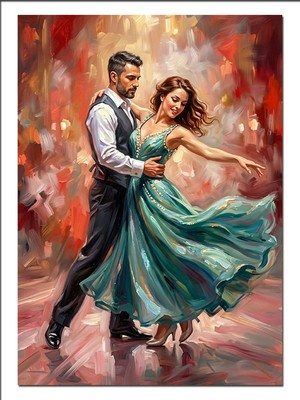 Artmeg Waltz Yapan Romantik Çift Dansı Dekoratif Kanvas - Mdf Ahşap Tablo
