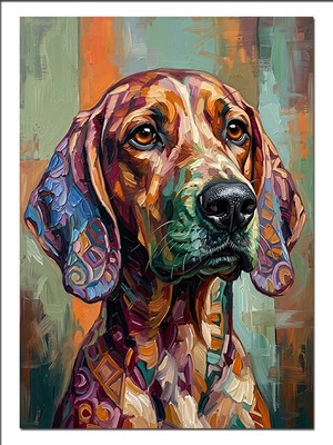 Tablomega Renkli Köpek Pop Art Portre Dekoratif Kanvas - Mdf Ahşap Tablo