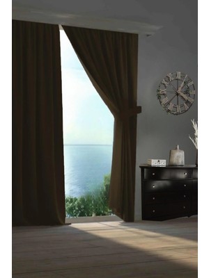 Goccia Home Blackout Karartma Tek Kanat Fon Perde Krem Acı Kahve