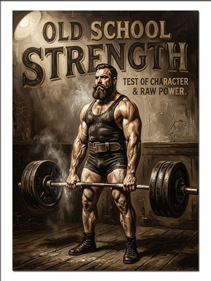 Tablomega Old School Strength Halterci Adam Dekoratif Kanvas - Mdf Ahşap Tablo