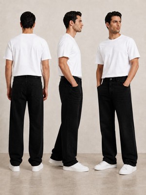 Denys Dennys Baggy Straıght Kot Pantolon
