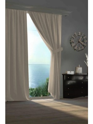 Goccia Home Blackout Karartma Tek Kanat Fon Perde Krem Krem