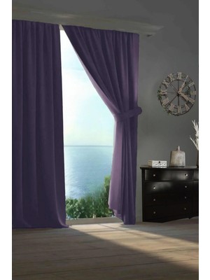 Goccia Home Blackout Karartma Tek Kanat Fon Perde Krem Lila