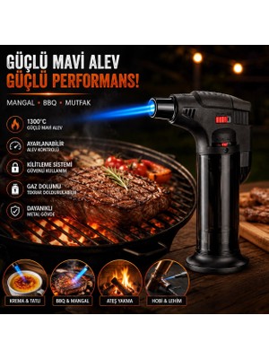 Kesene Ayarlanabilir Alev Pürmüz Çakmak 1300°C Turbo Jet Alevli Mangal Kamp Şömine Çakmağı  Pürmüz Çakmak