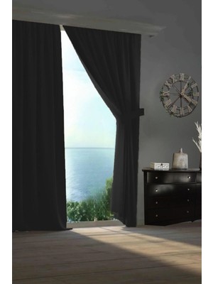 Goccia Home Blackout Karartma Tek Kanat Fon Perde Krem Siyah