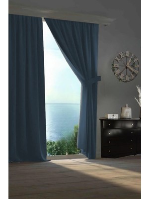 Goccia Home Blackout Karartma Tek Kanat Fon Perde Krem Mavi