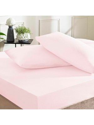 Kazan Hobi Taç Color Dreams Ranforce Queen Size Fitted Çarşaf Seti Pudra