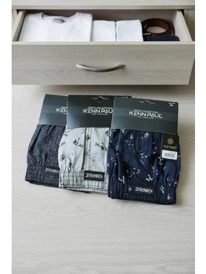 Hace Bazaar Kenpaul Desenli Poplin Erkek Boxer 3 Adet