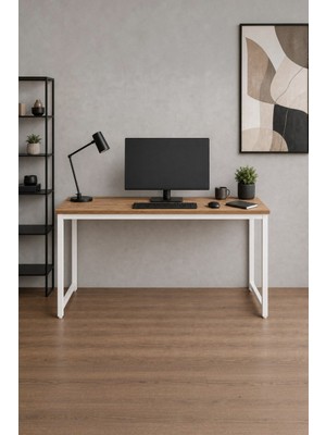 Wadlex Çam Beyaz Çalışma Masası Minimal Bilgisayar Masası Ofis ve Ev Için Modern Masa